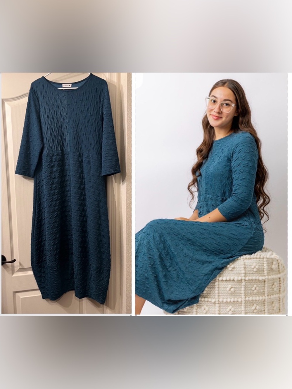 NUGGLES Teal Textured Midi Dress - Women